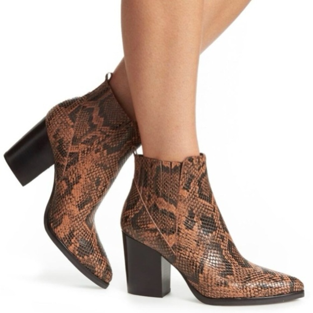 Marc Fisher Women's Snakeskin Brown Ankle Boots